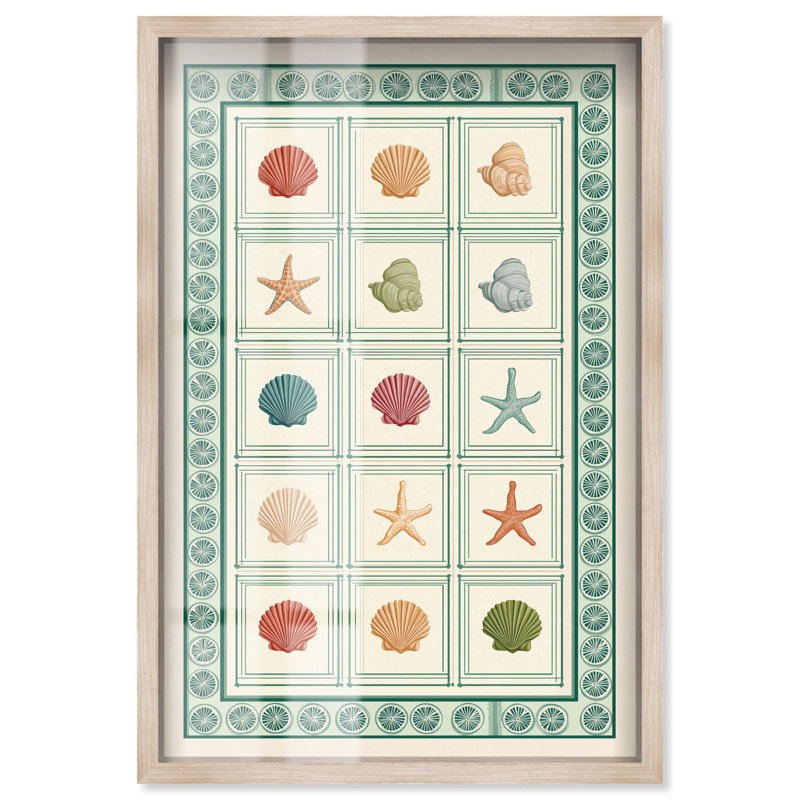 «Shells Decor Shadowbox Print Coastal» par Art Remedy, cadre blond, 21 x 31, H 31 po x l 21 po, Cadre blond