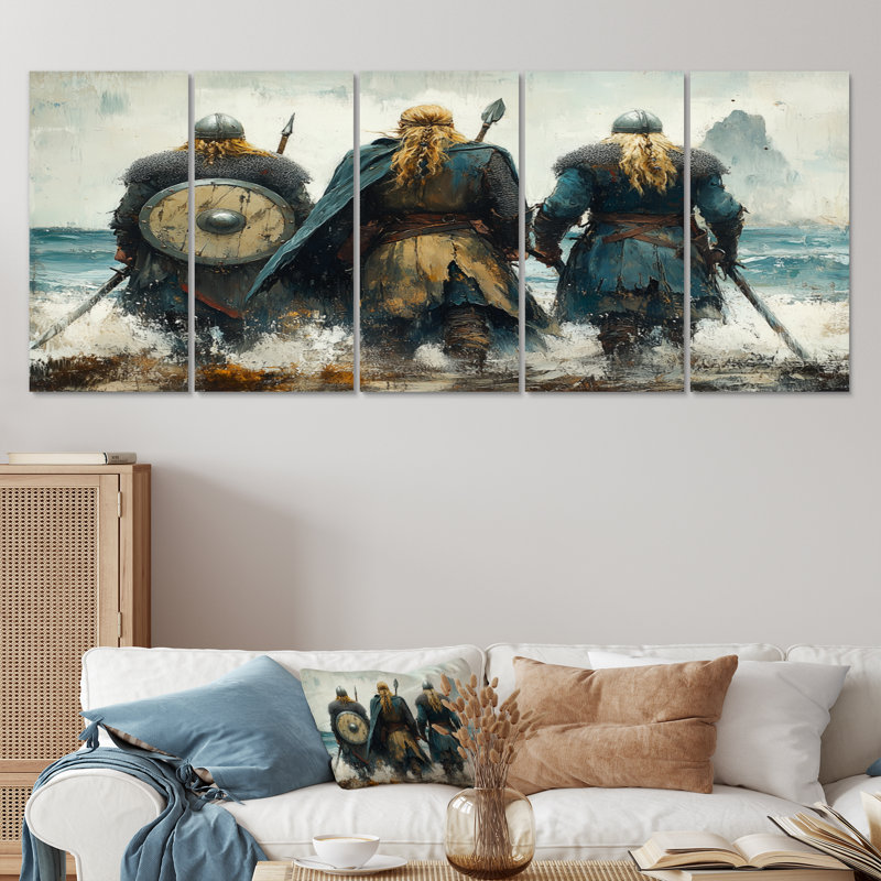 Viking Warriors Landscape - Vikings Art, ensemble d'art mural, H 28 po x l 60 po