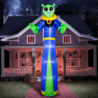 12ft Halloween Inflatable Giant Alien Wizard Ghost with Red LED Eyes