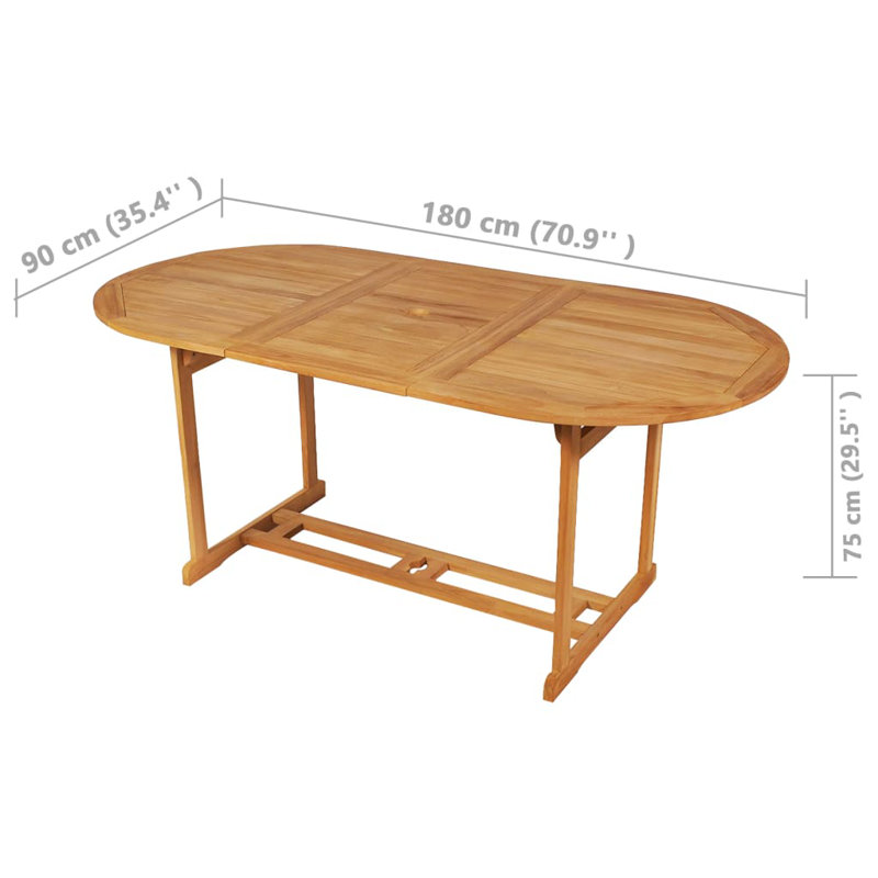 Breeyah 8 - Person Teak Solid Wood Patio Dining Set Extendable Oval Table