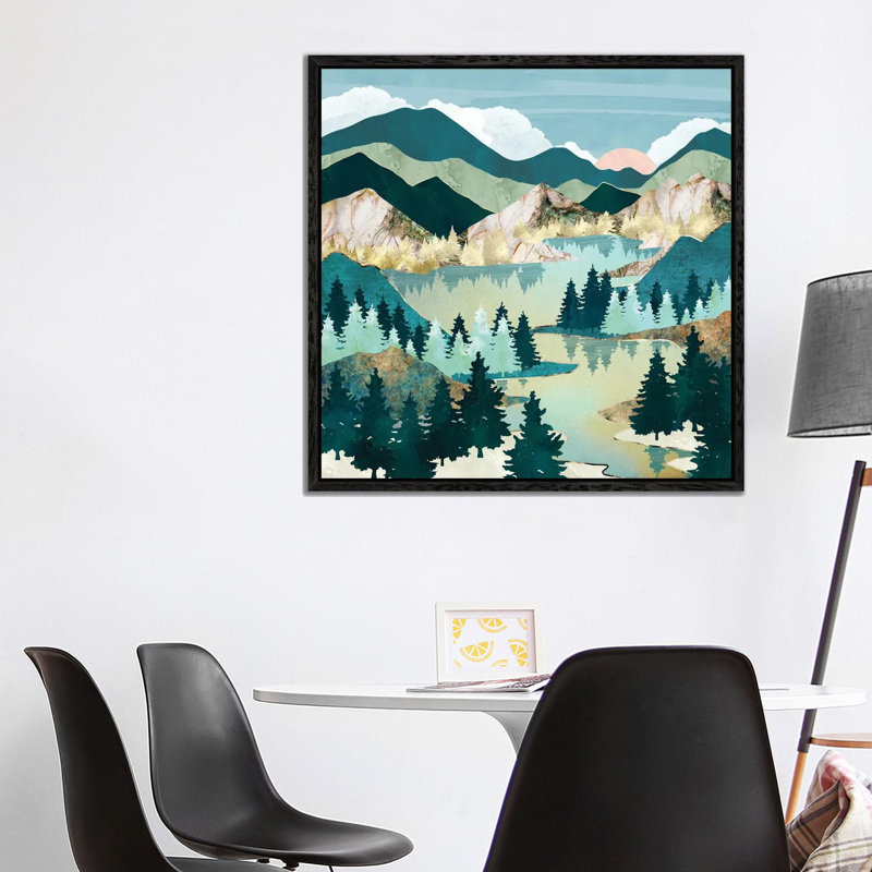 Winter Sun - Print on Canvas, 93.98 cm H x 93.98 cm W, Black Framed