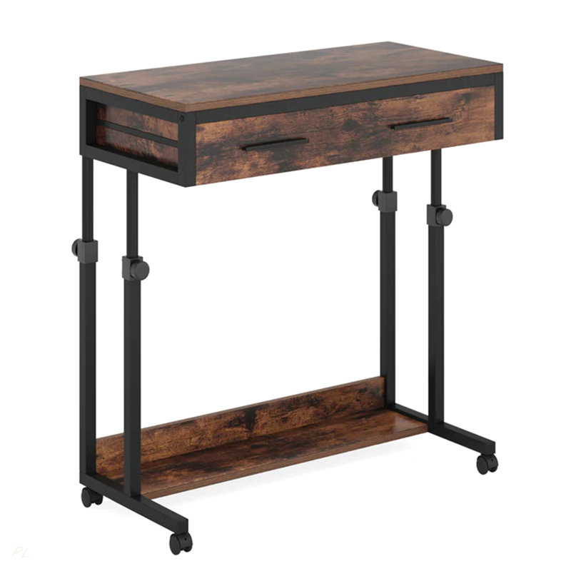 Office Table,Compact  Desk with wheels,Height Adjustable Writing Desk,Mobile Coffee Table