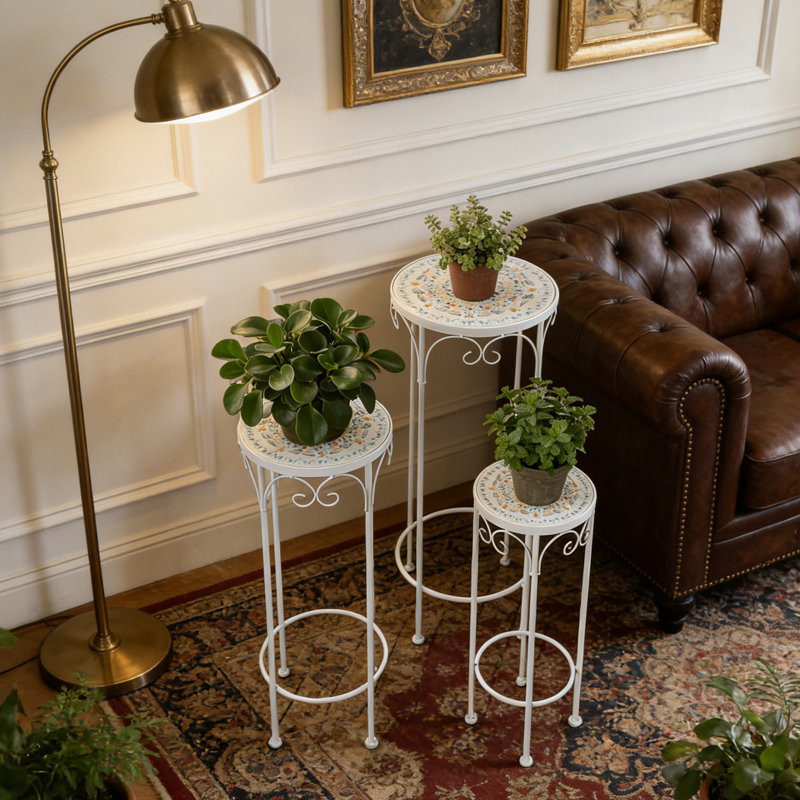 Plant Stands Set of 3 with Ceramic-Top