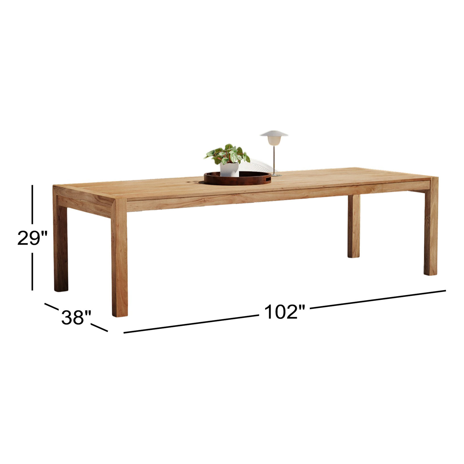 Uvita Teak Outdoor Dining Table, 38" W x 102" L x 29" H