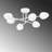 Modern White Chandelier, 32 x 32 x 12 inches | Metal Body with Glass Cap, Perfect for Scandinavian Home Decor | 6 x E14 Sockets (Max 15W) | Stylish Lighting Fixture for Living Room & Dining Area-1098015517