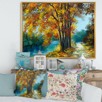 «Trees in Warm Autumn Colors» par Bright Blue River - peinture sur toile