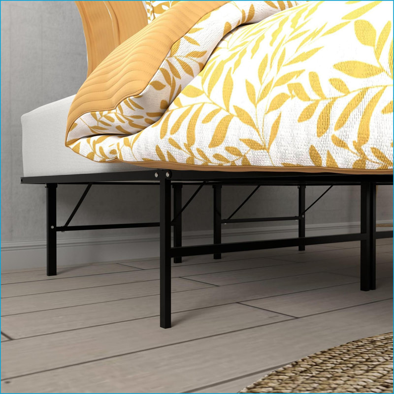 Base de lit plateforme simple en acier noir - aucun sommier requis, capacité de 2000 lb, rangement de 14 pouces