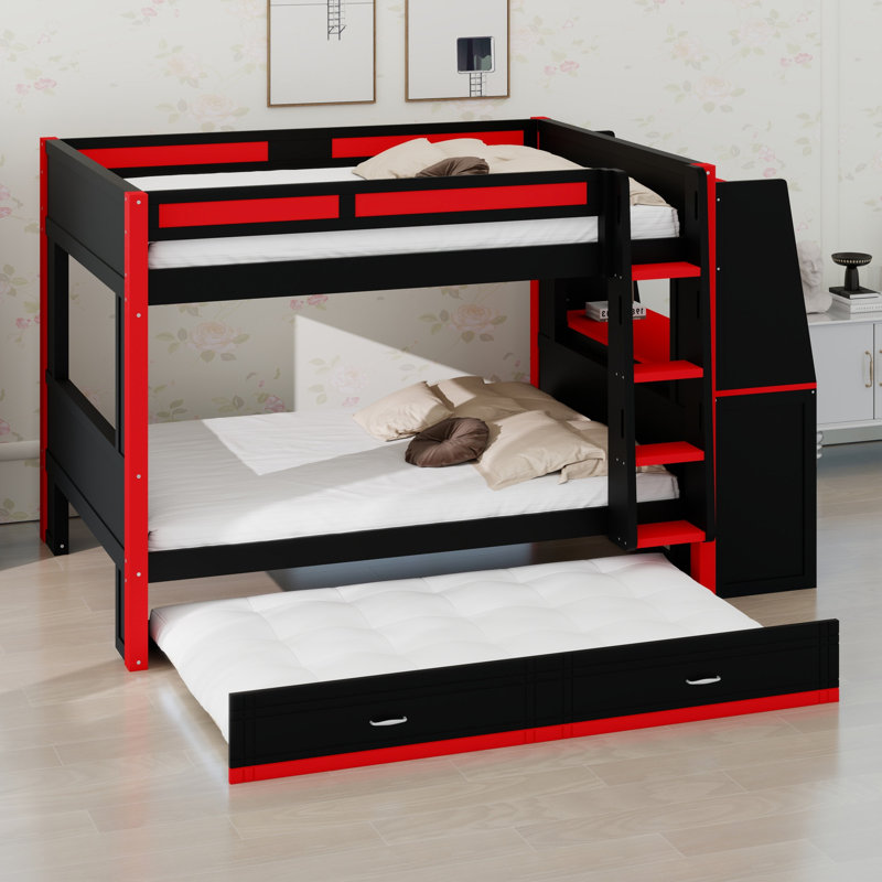 Lit superposé d'étude, lumière DEL intégrée, bureau et étagères