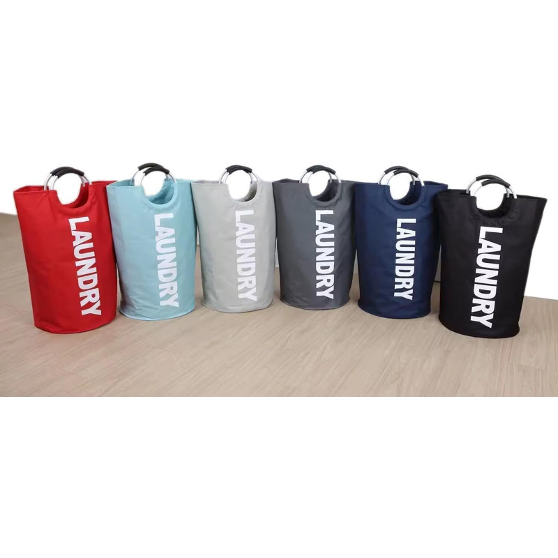 Annakiya Fabric Laundry Bag with Handles, Navy