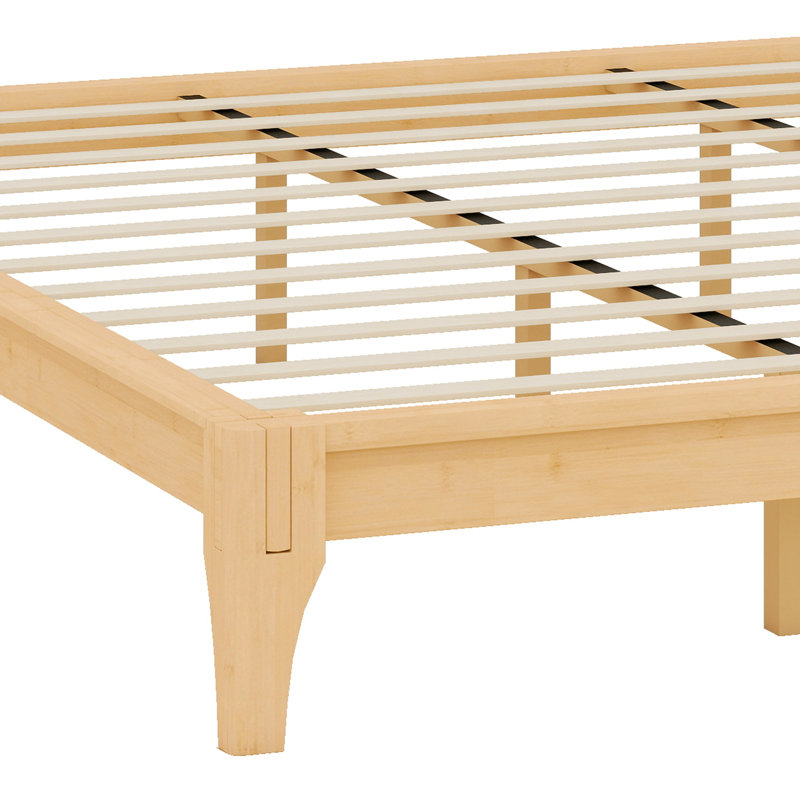 Solid Dry Bamboo Wood Platform Bed Frame, With Wood Slat Support, Natural