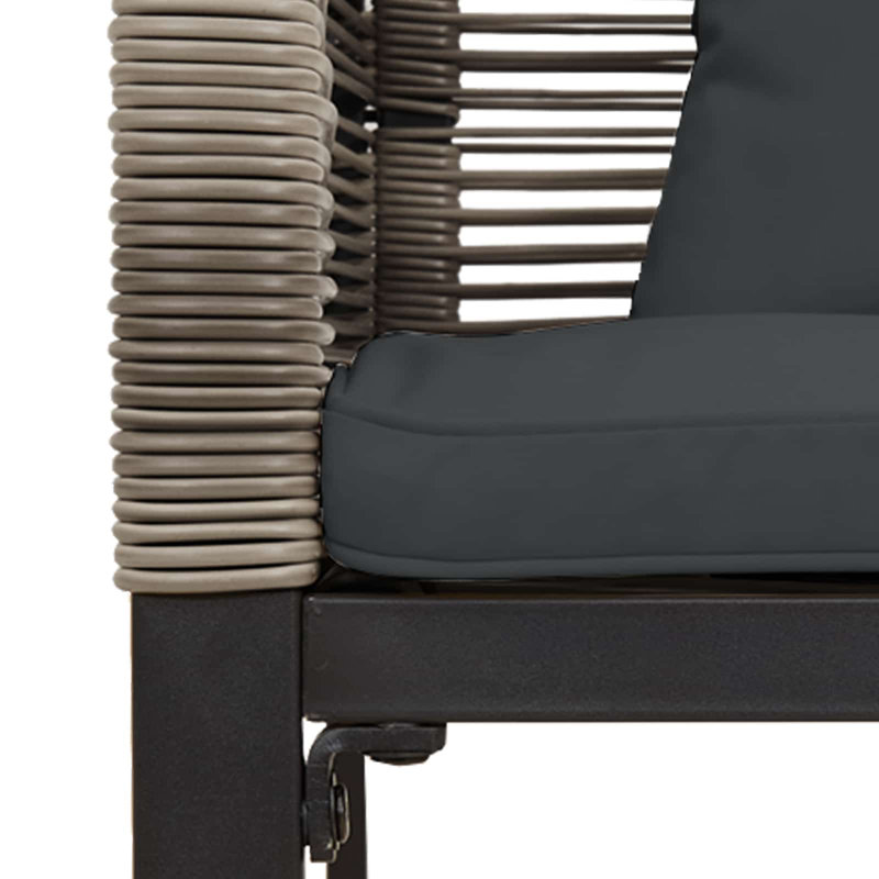 Poly Rattan Outdoor Bench, Grey, Dark Grey