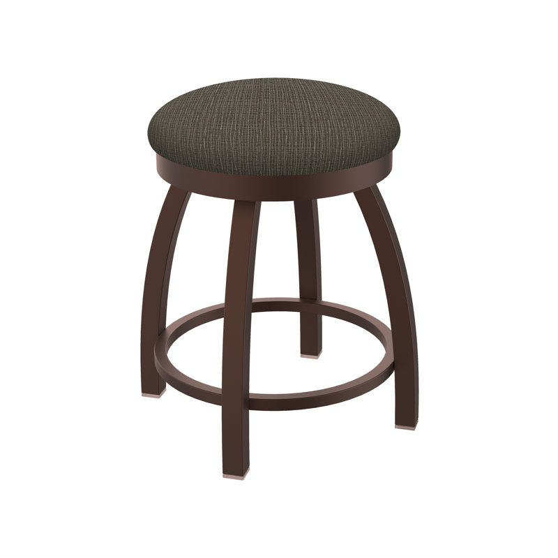 802 Misha Swivel Vanity Stool with Upholstered Seat, Bronze, Fabric-Graph Chalice