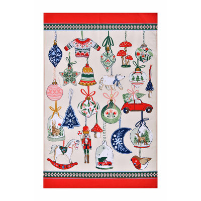 Christmas Ornaments Cotton Floral Tea Towel Kitchen Towel