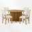 Modern 5-Piece Round Dining Table Set Pedestal Kitchen Table Set with 4 Upholstered Dining Chairs for Studio, Apartment, Small Places-1979947315-1979947316