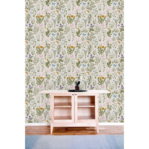 Red Barrel Studio® Beige Leaves Wallpaper Peel & Stick Floral