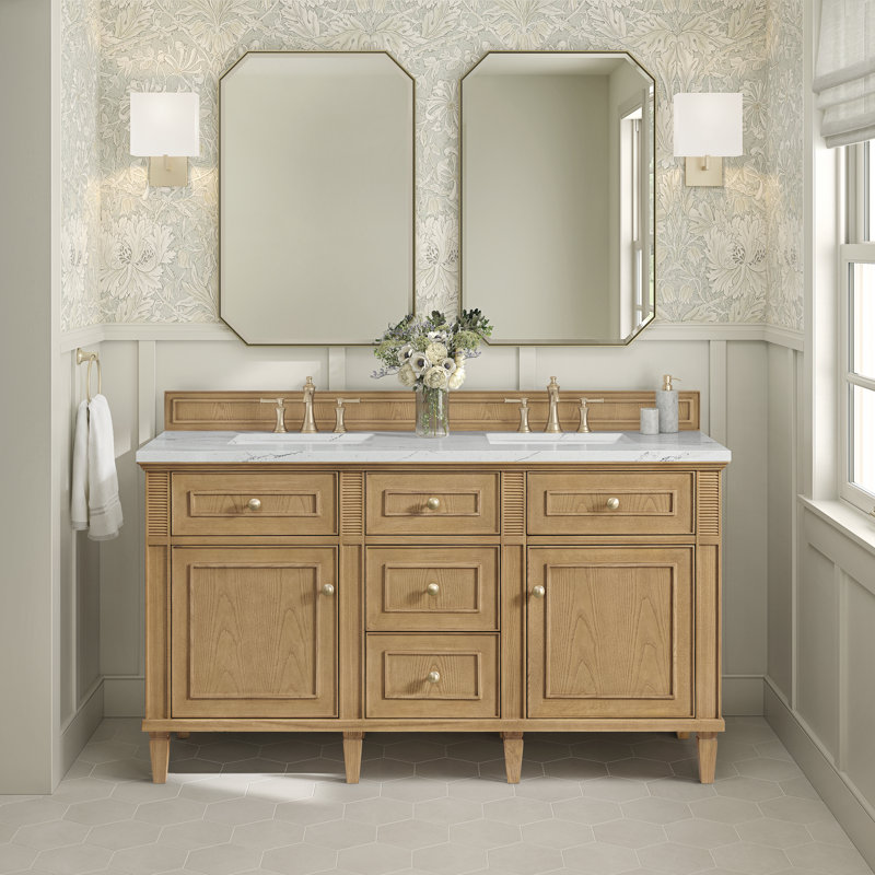 Lorelai 60'' W Double Vanity, Whitewashed Oak, Tajnar Eclos