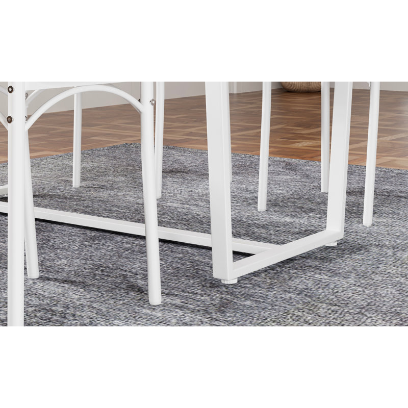 Ensemble de table et de chaises quatre pièces avec dossier, style industriel, structure solide, Blanc, Brun, Brun