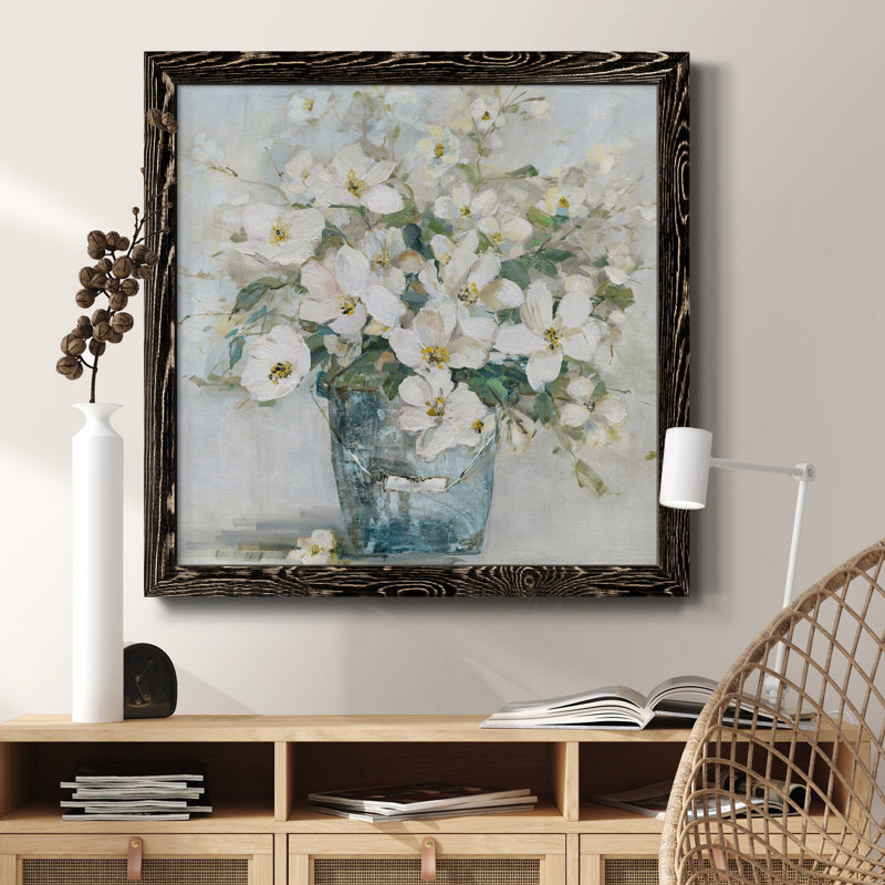 «Blue Dance I», peinture sur toile encadrée, H 31,5 po x l 31,5 po x P 1,5 po, Cadre noir