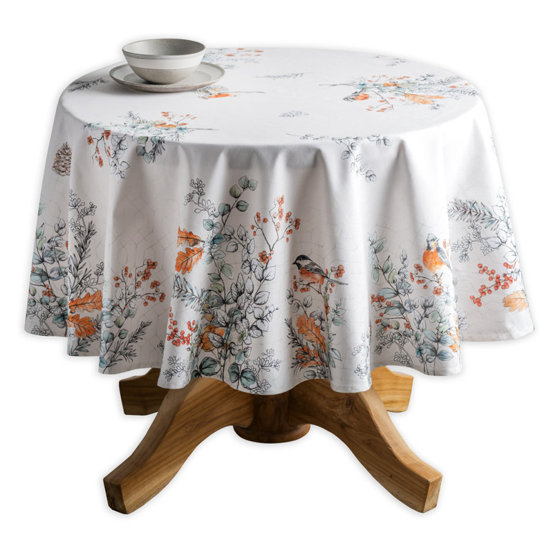 Floral 100% Cotton Tablecloth, Round 69" x 69", Floral 2