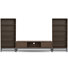 Banting Solid Hardwood Industrial 72 Inch Wide Low Tv Stand With Two 30 Inch Wide Bookcases In Walnut Brown (set Of 3)