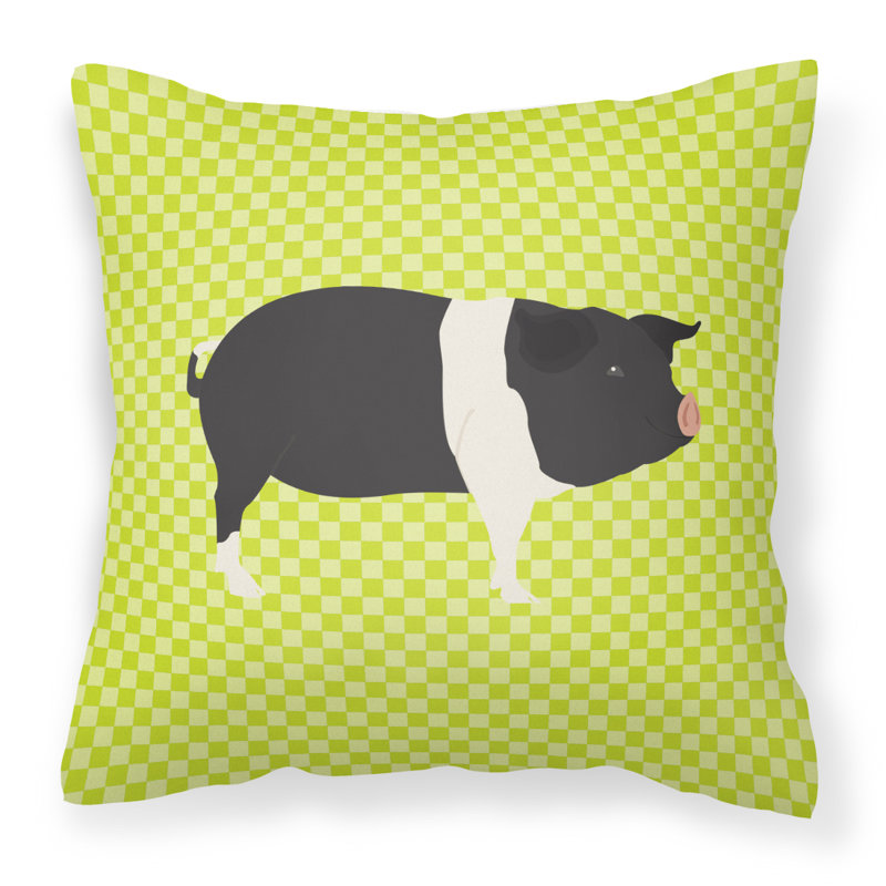 Hampshire Pig Throw Pillow, Green, 18" x 18"