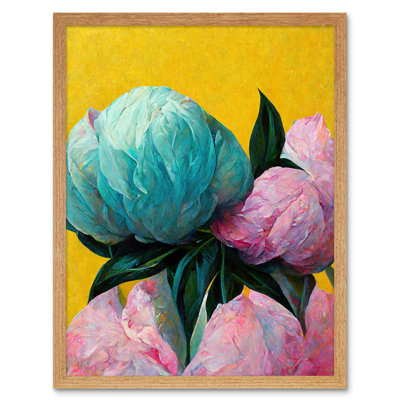 Elegant Peony Floral Bouquet Flowers 1 Piece Single Picture Frame Wall Art