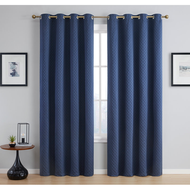 Alacam Blackout Curtain Pair, Navy Blue, 50" W x 84" L