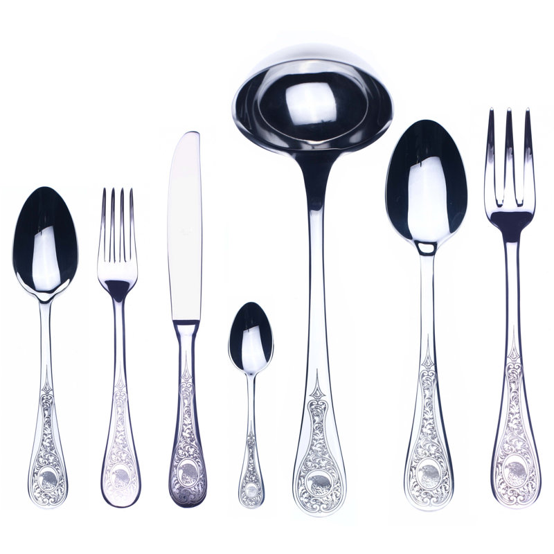 Diana 51 - Piece Stainless Steel Flatware Set - Service for 12, Silver