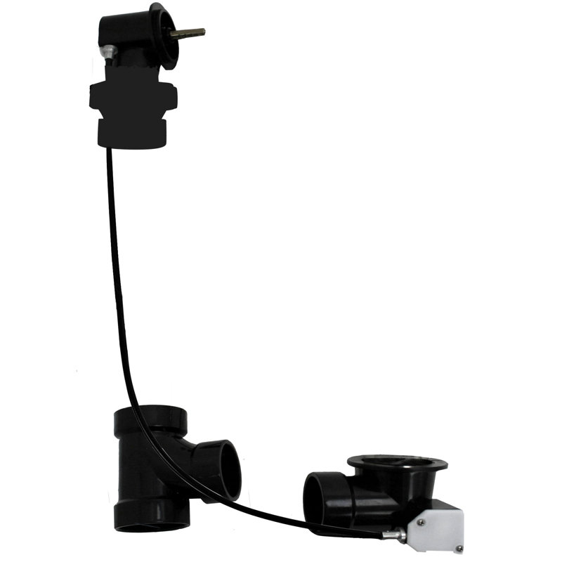 45" Cable Drive Bathtub Pop-Up Drain Trim with Ball Joint Rotary Overflow and Sch. 40 ABS Fittings