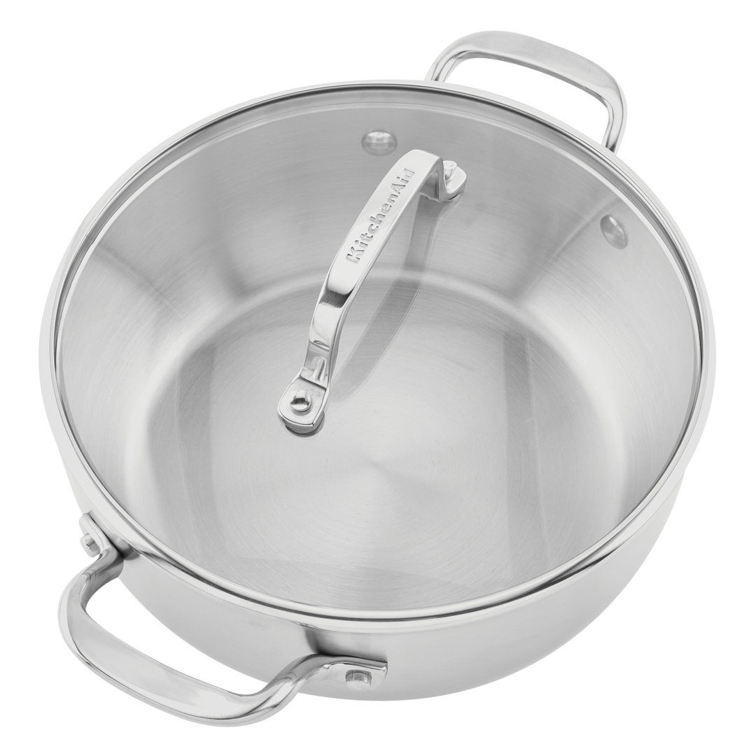 KitchenAid 3-Ply Base Stainless Steel Casserole with Lid, 4-Quart, Brushed Stainless Steel KitchenAid®