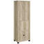 Distressed Pine 3 - Shelf Media Tower, Engineered Wood, Four Storage Compartments, For Restricted Spaces Wood Tower With Finish, Vertical Orientation Space Efficiency, Ideal Primary Living