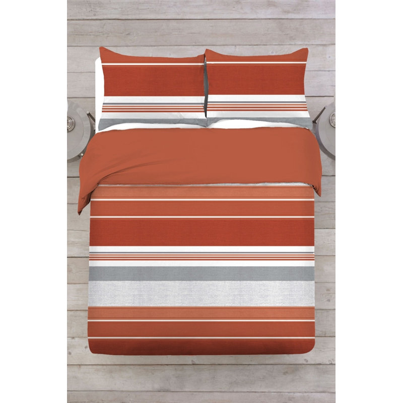 Aristotel Cotton Blend Solid Colour Duvet Cover Set with Pillowcases, Orange, Kingsize Duvet Cover + 2 Standard Pillowcases