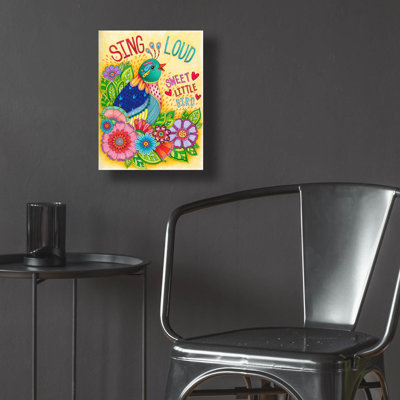 Art mural en verre «Sing Loud Little Bird» par Hello Angel