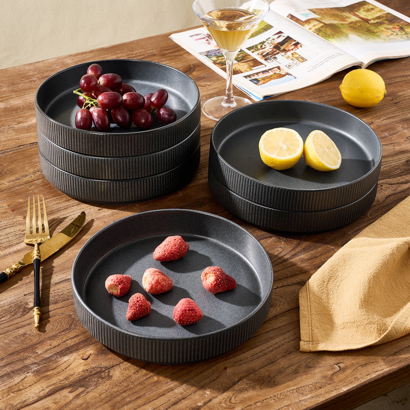 Ensemble de bols en pâte 6 pièces 8,1 po - service pour 6, gris anthracite mat, Gris anthracite mat mat