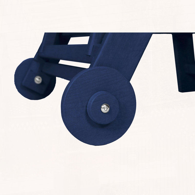 Chaise longue surdimensionnée en PEHD avec inclinaison à 5 positions, roues et porte-gobelet, Navy Blue
