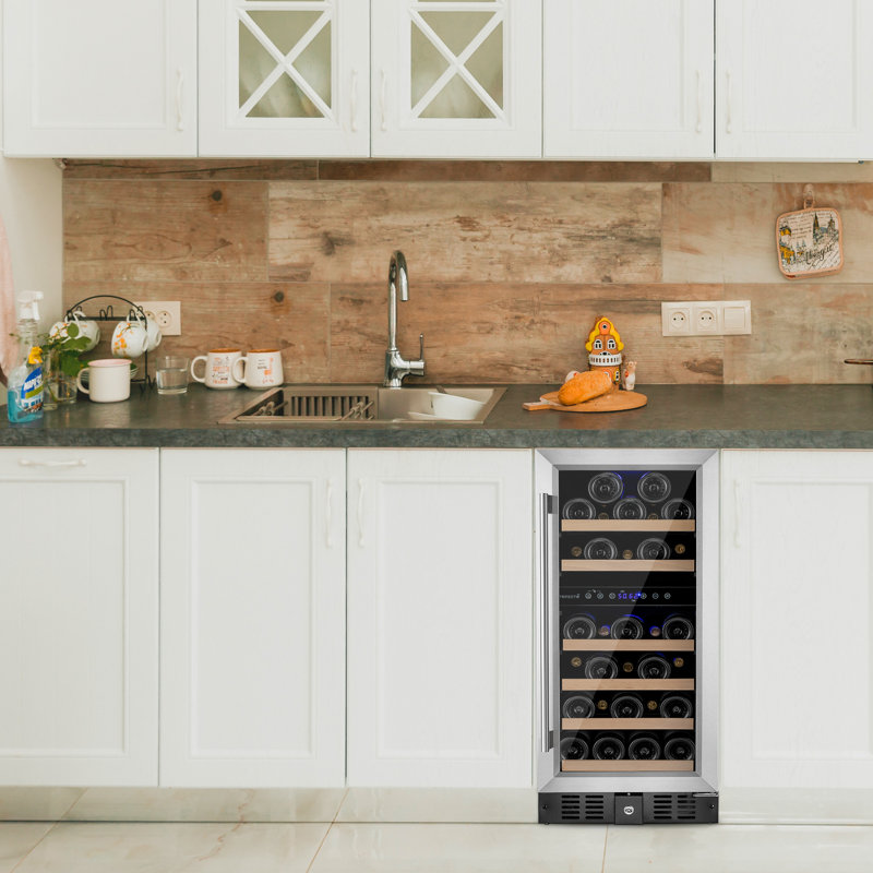 Trifecte Dual Zone 14.96'' 31 Bottle Wine Refrigerator with Reversible Door