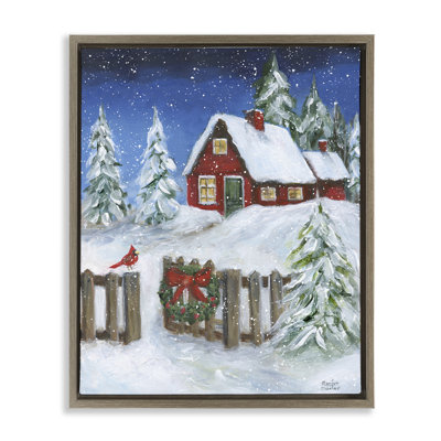 Traditional Winter Scene Canvas Wall Art by Marilyn Dunlap