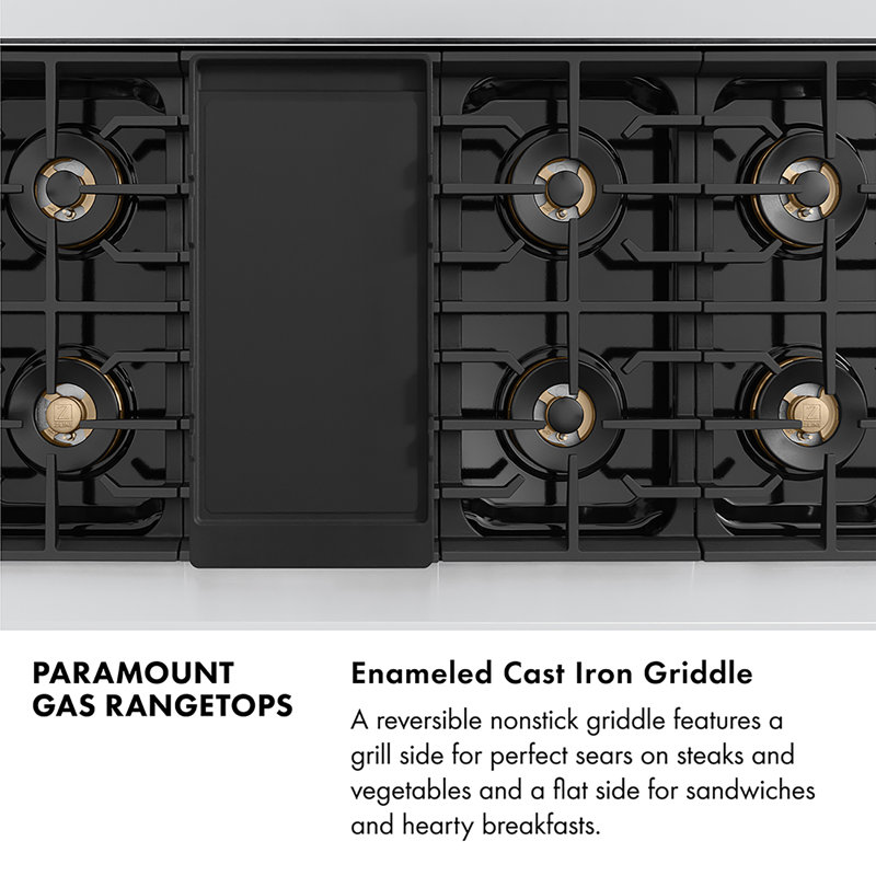 ZLINE Autograph 48 in. Stainless Steel Paramount Rangetop with 8 DuoPro Burners and Gold Accents, Matte Black