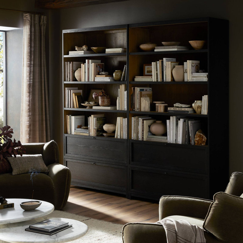 Millie Bookcase-Drifted Matte Black Veneer, Drifted Matte Black