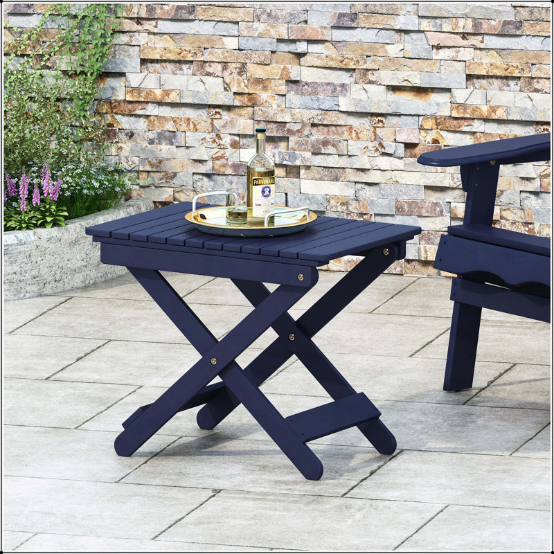 Table d'appoint d'extérieur pliante en bois, Marine