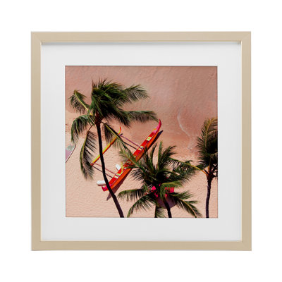 «Waikiki Beach Surf Coast», reproduction encadrée sous verre, conception de Danita Delimont
