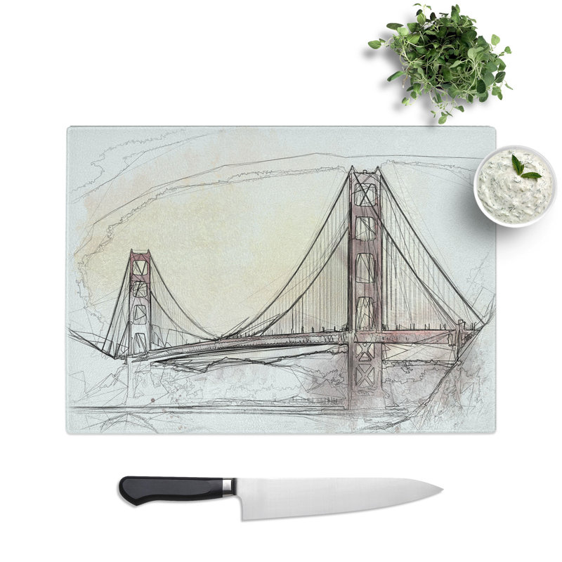 Golden Gate Bridge Vol.3 Sketch Chopping Board, 0.4cm H x 28.5cm W x 39cm L