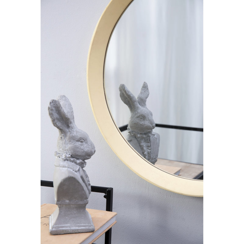 Miroir mural crème en bois de manguier - 19,8 po x 19,8 po x 1,3 po pour illuminer le décor de votre salle de bain, Gold