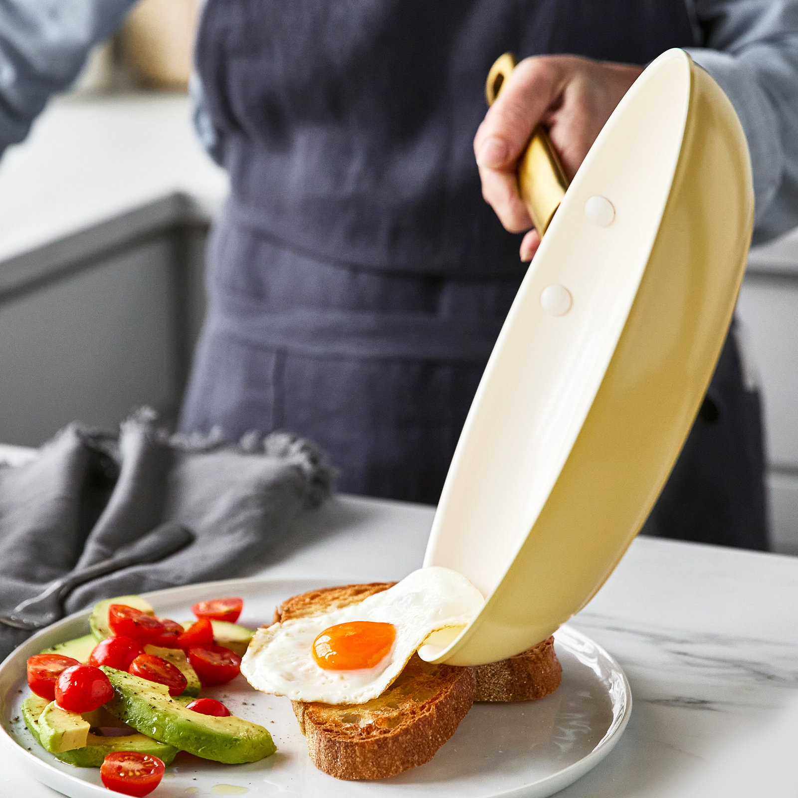 GreenPan Reserve 2-Piece Frying Pan Set, White/Yellow