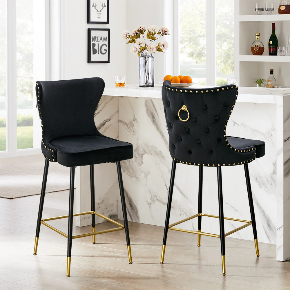 Black tufted bar discount stools