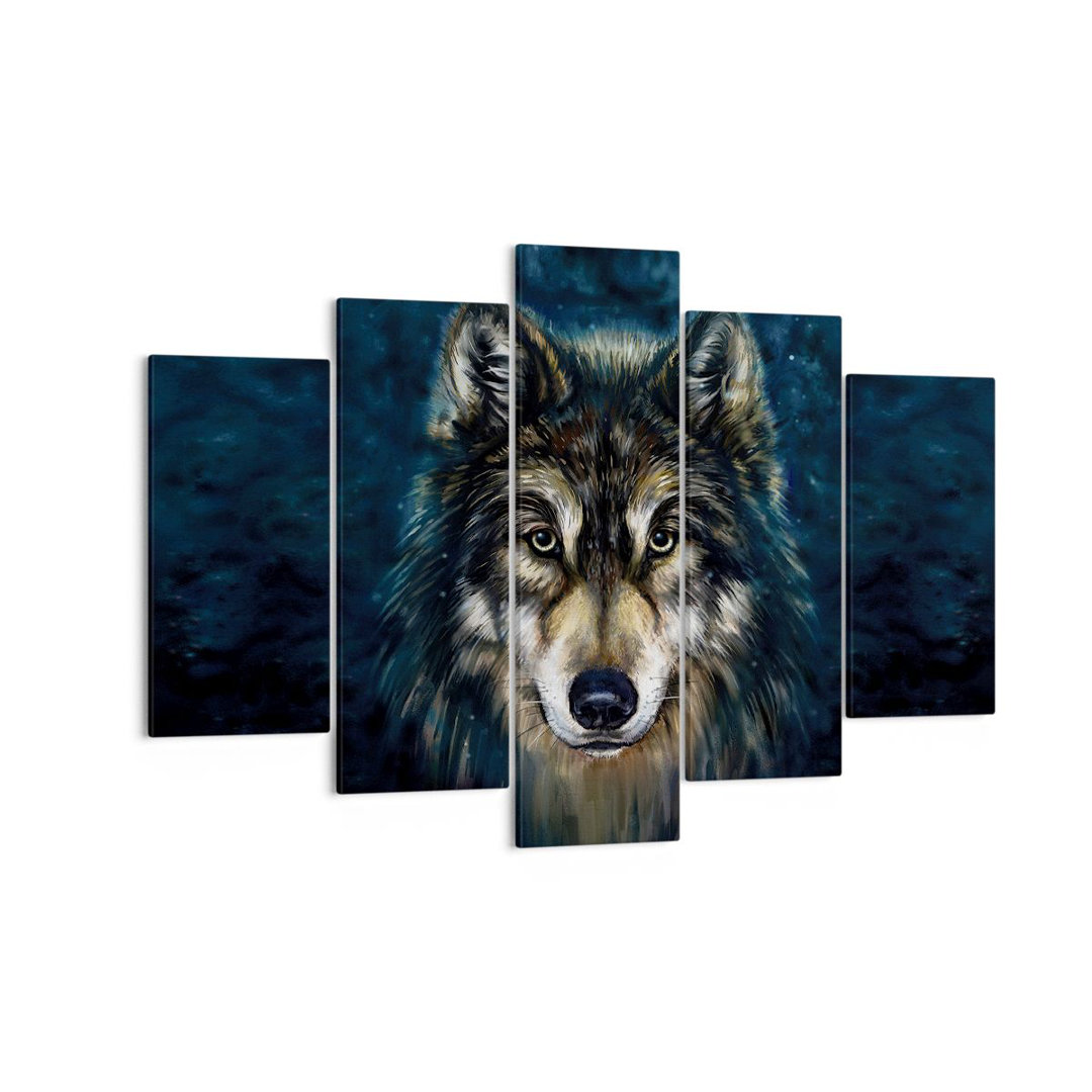 5-tlg. Leinwandbilder-Set Wolf Dark