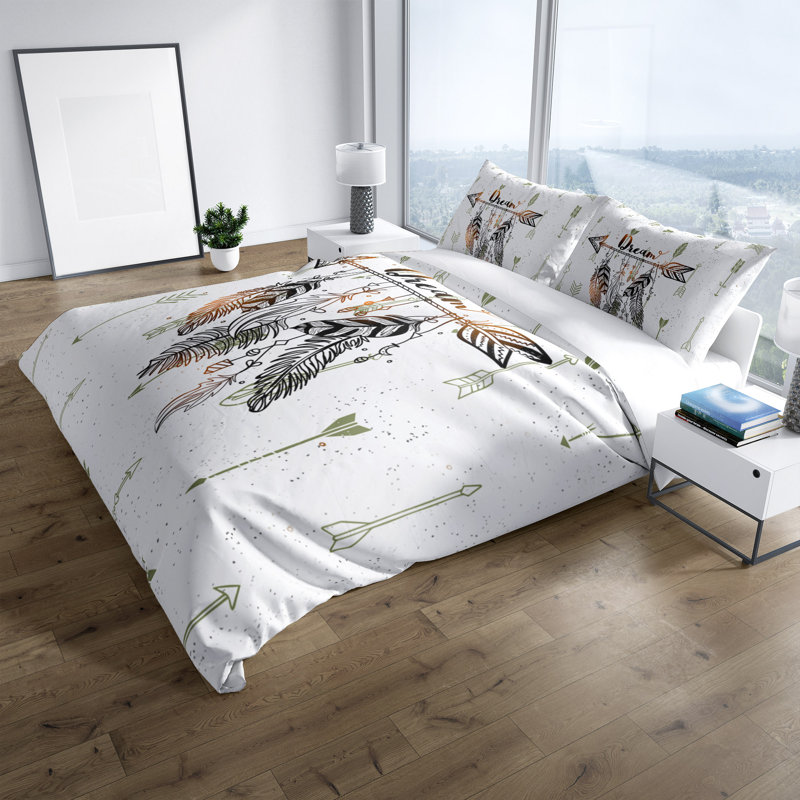 Ensemble de housse de couette Dream Feather Arrows, Housse de couette grand et 2 taies décoratives