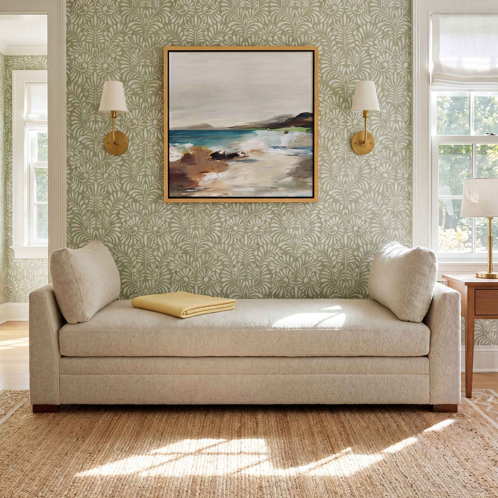 Audrey Upholstered Daybed, Dawn Twine Performance Upholstery