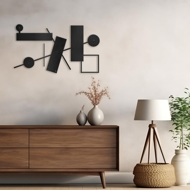 Décoration murale en métal, Noir, H 15 po x l 30 po x P 0,05 po