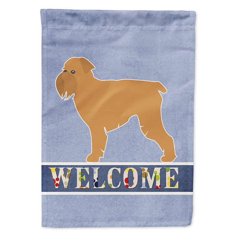 Polyester 2 côtés 40 x 28 po welcome drapeau maison, Griffon bruxellois